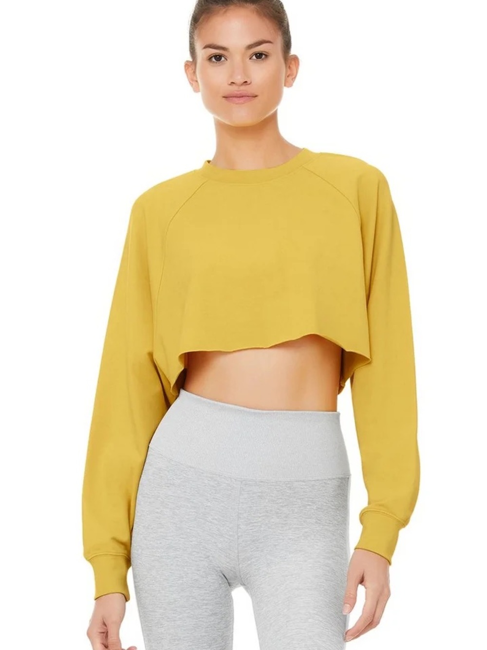 ALO Yoga Mustard Yellow Cropped Sweatshirt
